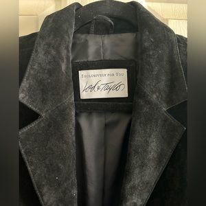 Vintage black suede leather unisex blazer